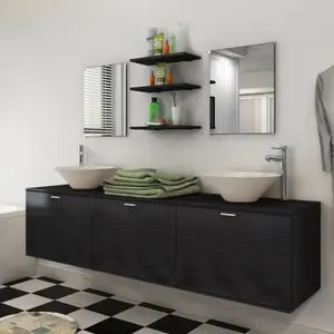 Comparateur de prix : vidaXL 8 pièces de mobilier de salle de bain et lavabo Noir