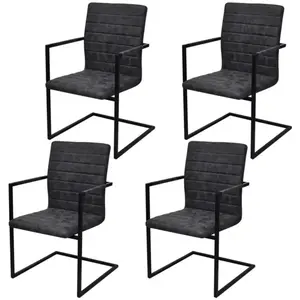 vidaXL Chaises à manger cantilever lot de 4 noir similicuir pas cher