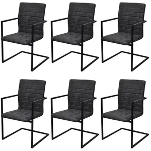 vidaXL Chaises à manger cantilever lot de 6 noir similicuir pas cher