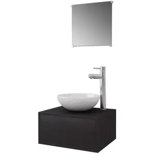 Comparateur de prix : vidaXL Meuble de salle de bain 4 pcs avec lavabo et robinet Noir