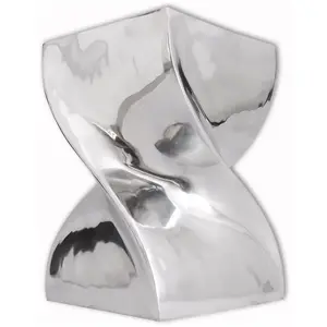 vidaXL Table auxiliaire / Tabouret Forme torsadée Aluminium Argenté pas cher