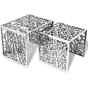 Comparateur de prix : vidaXL Table auxiliaire carrée 2 pièces Aluminium Argenté