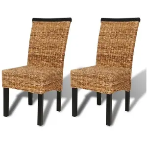 vidaXL Chaises à manger lot de 2 bois solide de manguier et abaca pas cher