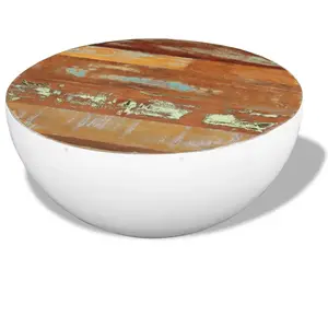 vidaXL Table basse Forme de bol Bois de récupération massif 60x60x30cm pas cher
