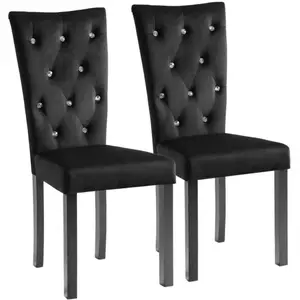 vidaXL Chaises à manger lot de 2 Noir Velours pas cher