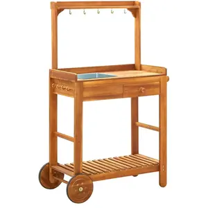 Comparateur de prix : vidaXL Chariot de cuisine de jardin Bois d'acacia 92x43,5x141,5 cm