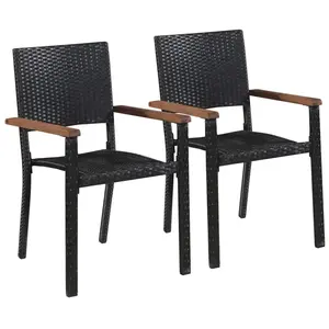 vidaXL Chaise d'extérieur 2 pcs Résine tressée Noir pas cher