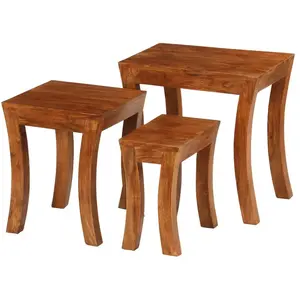 Comparateur de prix : vidaXL Table gigogne 3 pcs Bois massif d'acacia 50x35x50 cm Marron