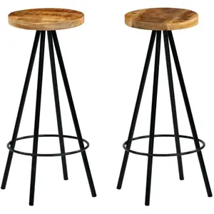 vidaXL Chaises de bar lot de 2 bois de manguier solide pas cher