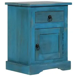vidaXL Table de chevet Bois de manguier massif 40x30x50 cm Bleu pas cher