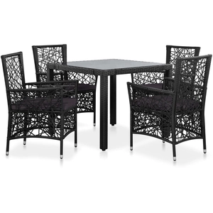 vidaXL Mobilier à dîner d'extérieur 5 pcs Résine tressée Noir pas cher