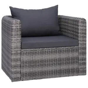 vidaXL Chaise de jardin avec coussin et oreiller Résine tressée Gris pas cher