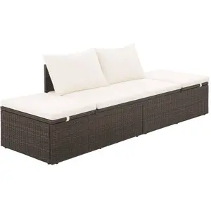 vidaXL Lit de jardin Marron 195x60 cm Résine tressée pas cher