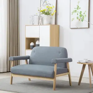 vidaXL Canapé à 2 places Tissu Gris clair pas cher