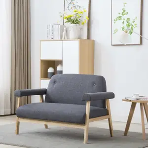vidaXL Canapé à 2 places Tissu Gris foncé pas cher