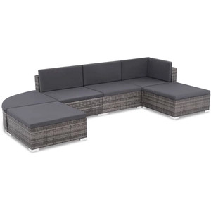 vidaXL Salon de jardin 6 pcs avec coussins résine tressée gris pas cher