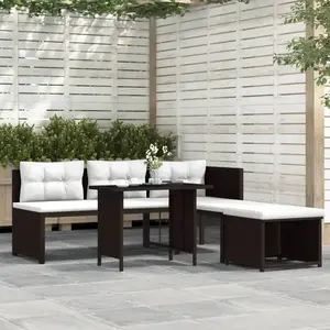 vidaXL Salon de jardin 4 pcs Résine tressée Marron pas cher