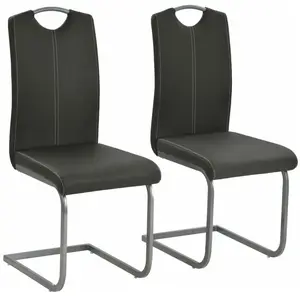 vidaXL Chaises à manger cantilever lot de 2 gris similicuir pas cher