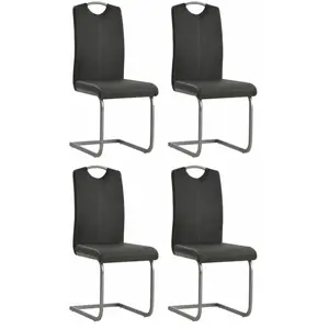 vidaXL Chaises à manger cantilever lot de 4 gris similicuir pas cher
