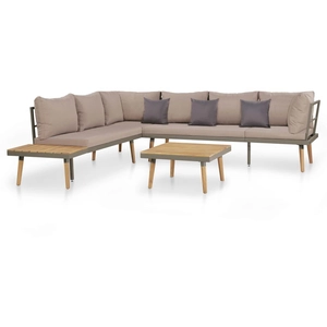 vidaXL Salon de jardin 4pcs et coussins Bois d'acacia solide Marron pas cher