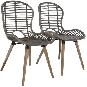 Comparateur de prix : vidaXL Chaises à manger lot de 2 marron rotin naturel
