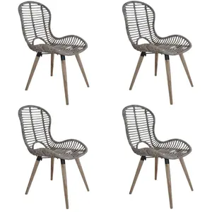Comparateur de prix : vidaXL Chaises à manger lot de 4 marron rotin naturel