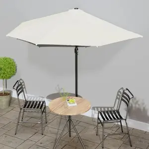 Comparateur de prix : vidaXL Parasol de balcon avec mât en aluminium Sable 300x155 cm Demi