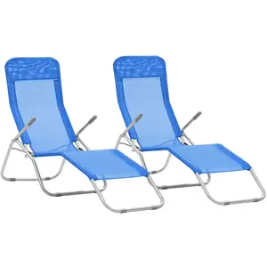 Comparateur de prix : vidaXL Chaises longues pliables 2 pcs Textilène Bleu