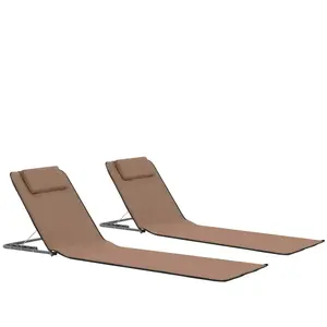 Comparateur de prix : vidaXL Tapis de plage pliables 2 pcs Acier et tissu Marron
