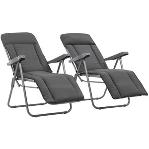 vidaXL Chaises pliables de jardin avec coussins 2 pcs Gris pas cher