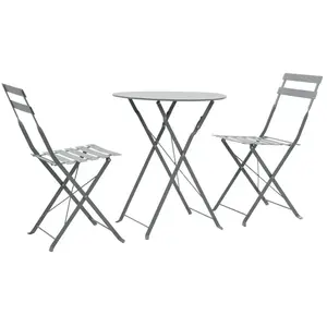 vidaXL Mobilier de bistro 3 pcs Acier Gris pas cher