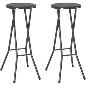Comparateur de prix : vidaXL-Barkrukken-inklapbaar-2-st-rattan-look-HDPE-en-staal-bruin