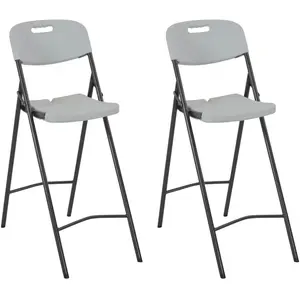 vidaXL Chaises de bar pliables 2 pcs PEHD et acier Blanc pas cher