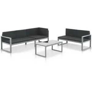 Comparateur de prix : vidaXL Salon de jardin 3 pcs et coussins Aluminium Noir