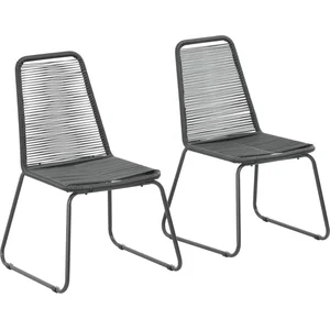 vidaXL Chaises d'extérieur 2 pcs Résine tressée Noir pas cher