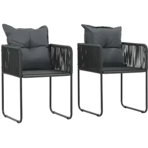 vidaXL Chaises d'extérieur 2 pcs avec oreillers Résine tressée Noir pas cher