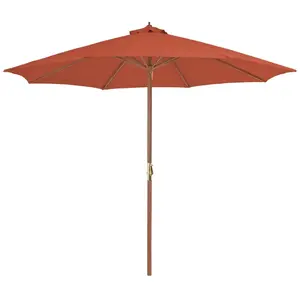 vidaXL Parasol d'extérieur avec mât en bois 300 cm Terre cuite pas cher