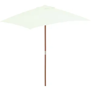 Comparateur de prix : vidaXL Parasol avec mât en bois 150 x 200 cm Sable