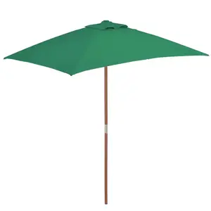 Comparateur de prix : vidaXL Parasol d'extérieur avec mât en bois 150x200 cm vert