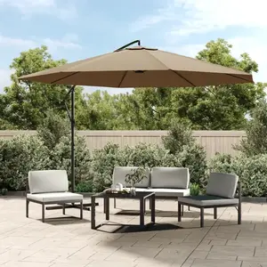 vidaXL Parasol en porte-à-faux avec poteau en aluminium 350 cm Taupe pas cher