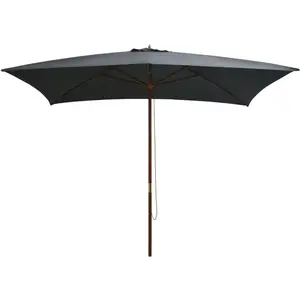 Comparateur de prix : vidaXL Parasol d'extérieur avec mât en bois 200x300 cm anthracite
