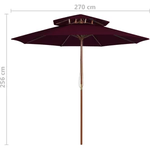 vidaXL Parasol double avec mât en bois 270 cm Taupe pas cher