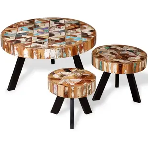 Comparateur de prix : vidaXL Ensemble de table basse 3 pièces Bois de récupération massif