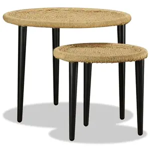 vidaXL Table basse 2 pcs jute naturelle pas cher