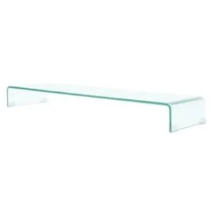 vidaXL Meuble TV/pour moniteur 110x30x13 cm verre transparent pas cher