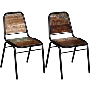 Comparateur de prix : vidaXL Chaises à manger lot de 2 bois de récupération solide