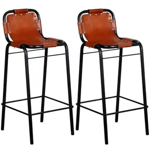 Comparateur de prix : vidaXL Tabourets de bar lot de 2 cuir véritable