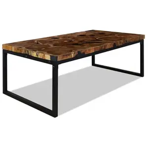 vidaXL Table basse Teck Résine 110 x 60 x 40 cm pas cher