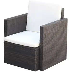 vidaXL Chaise de jardin et coussins et oreillers Résine tressée Marron pas cher