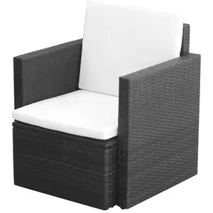 vidaXL Chaise de jardin et coussins et oreillers Résine tressée Noir pas cher